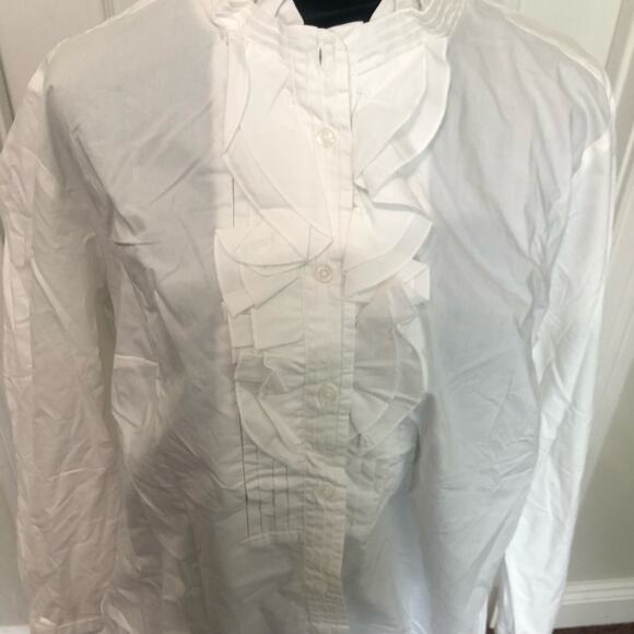 Charter Club Women's Blouse Button Up Shirt Ruffle Detail White Petite Size XL - Picture 4 of 9